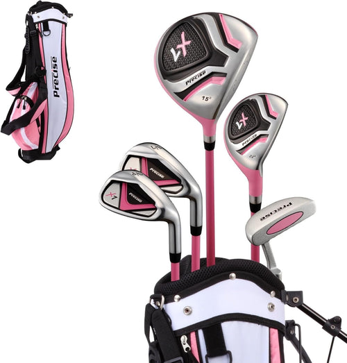 Kids Junior Golf Club Set Ages 6–8 Right Hand Graphite Stand Bag Pink