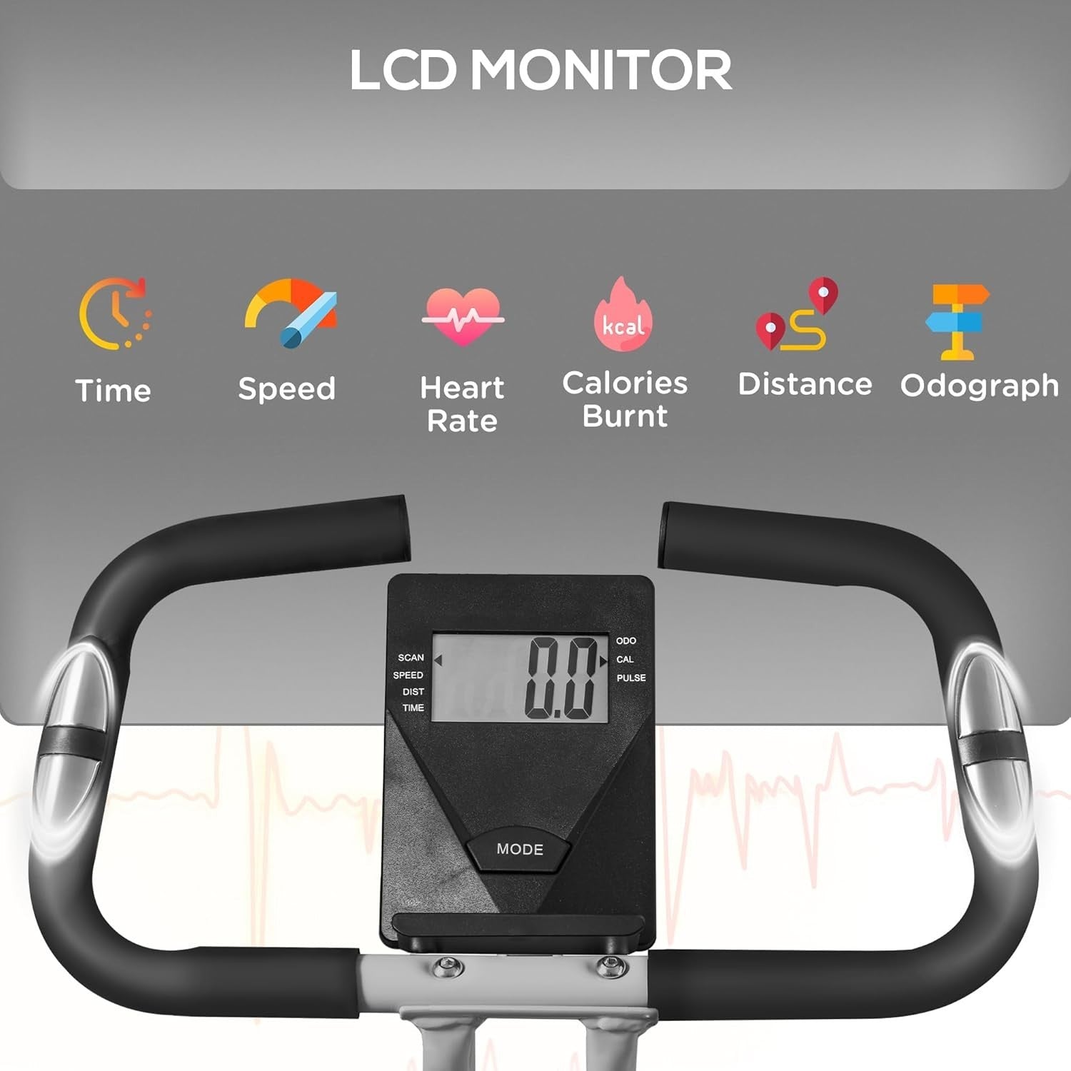 Folding Exercise Bike Quiet 8-Level Magnetic Resistance LCD Pulse Sensor
