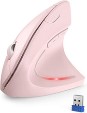 Ergonomic Vertical Wireless Mouse 4800 DPI Silent 6 Button Pink