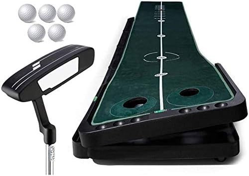 Mini Golf Putting Mat Auto Ball Return Adjustable Slope Indoor Trainer Set