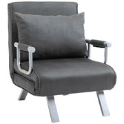 2-Seater Recliner Chair Sofa Bed – Adjustable Dark Grey Sleeper Seat w/ Pillow