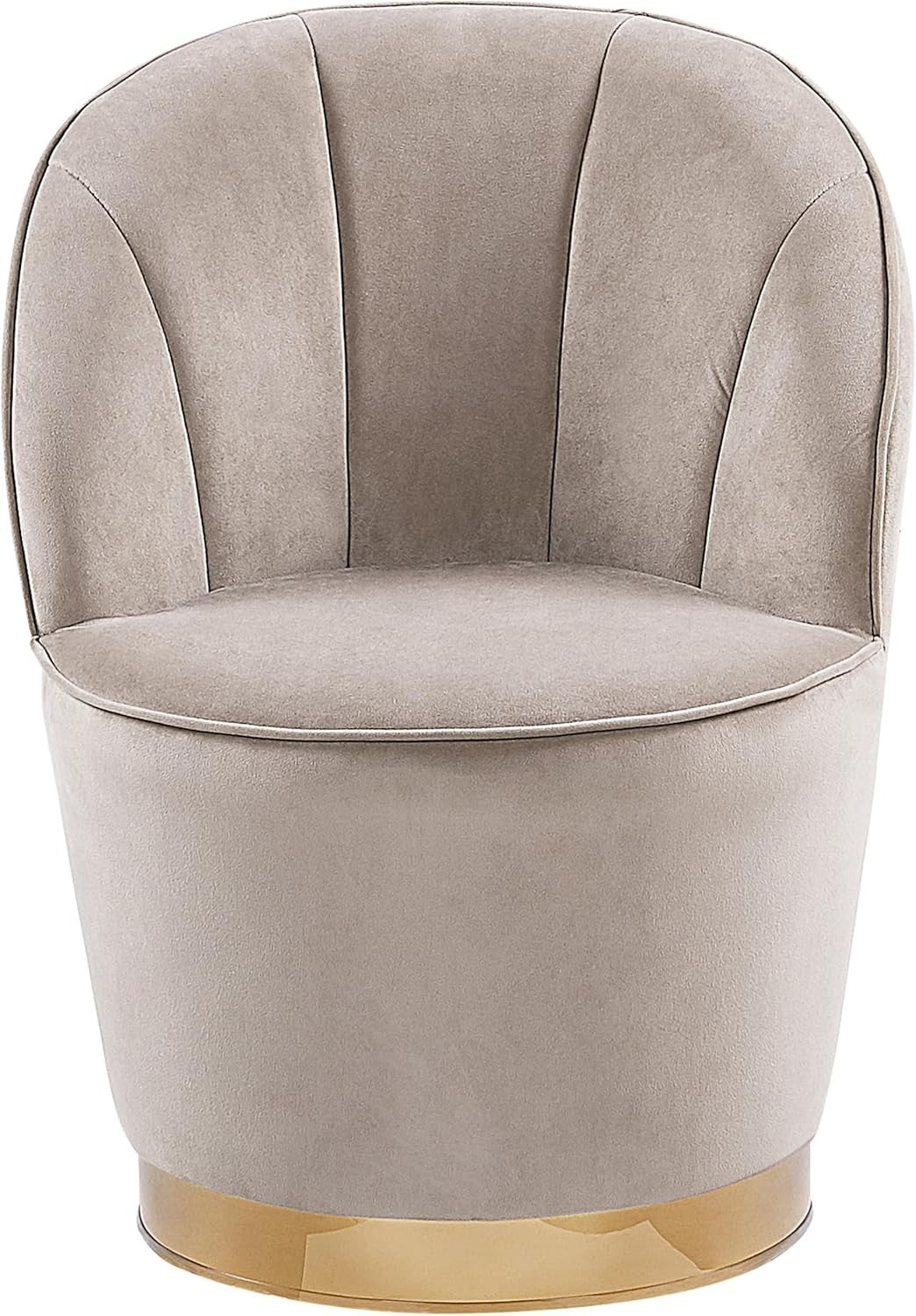 Beige Velvet Accent Tub Chair Gold Metal Base Glam Armchair