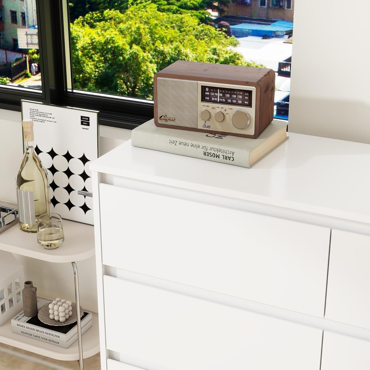 White 9 Drawer Wide Chest Dresser Modern Storage Cabinet for Bedroom