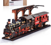 3D Wooden Steam Train Puzzle Kit for Adults DIY Model | Retro Gift Set