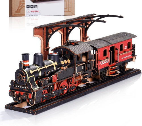 3D Wooden Steam Train Puzzle Kit for Adults DIY Model | Retro Gift Set