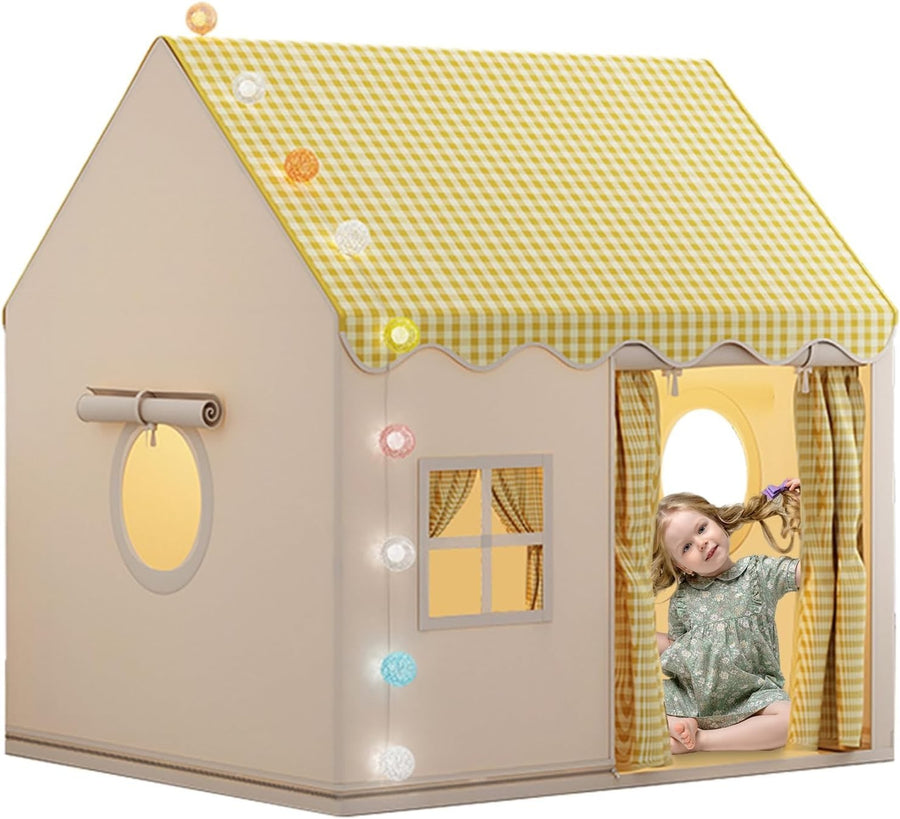 Indoor Kids Playhouse Tent w Lights Mat Window Large Toddler Den