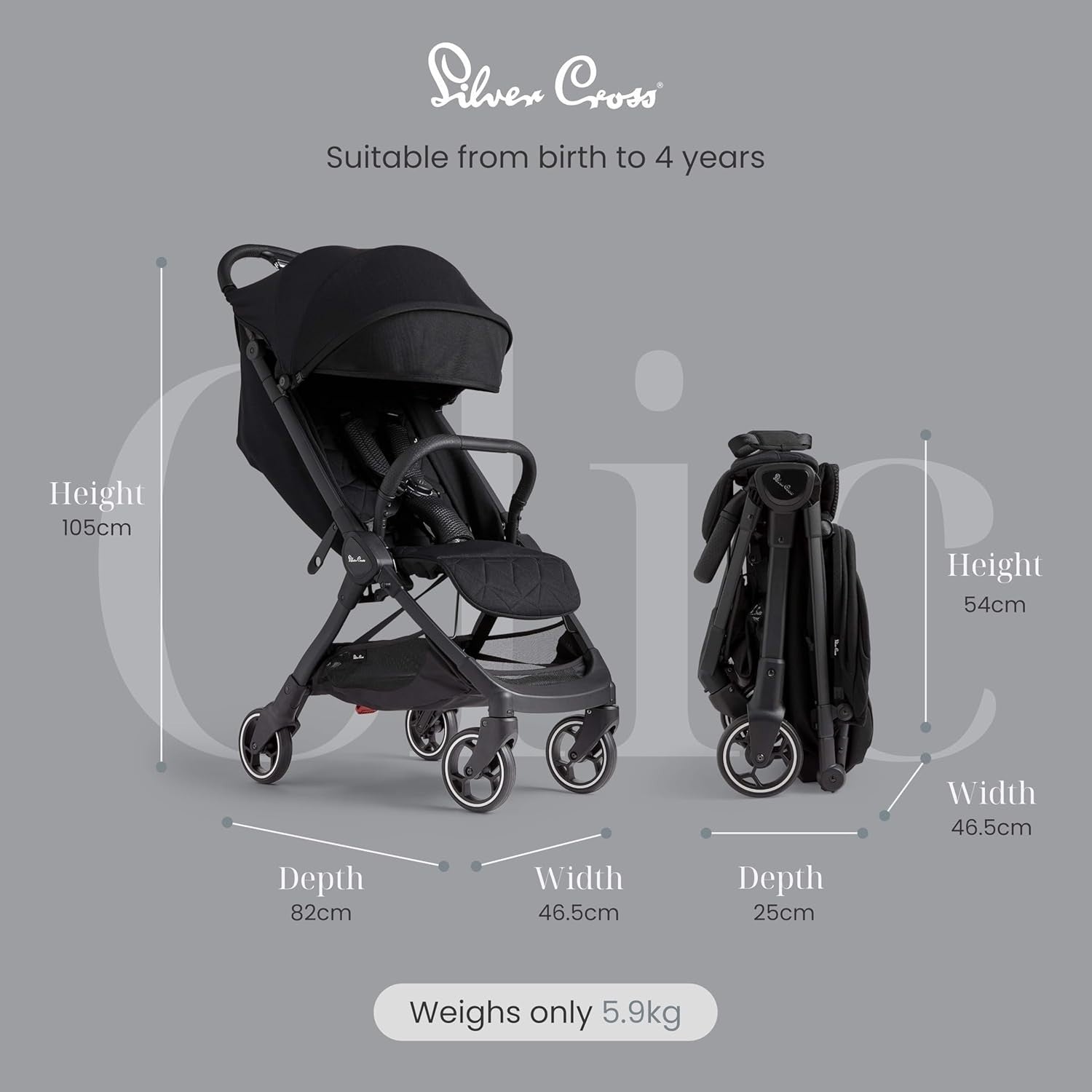 Cabin Size Lightweight Travel Pushchair One-Hand Fold Lie Flat Newborn–4Y