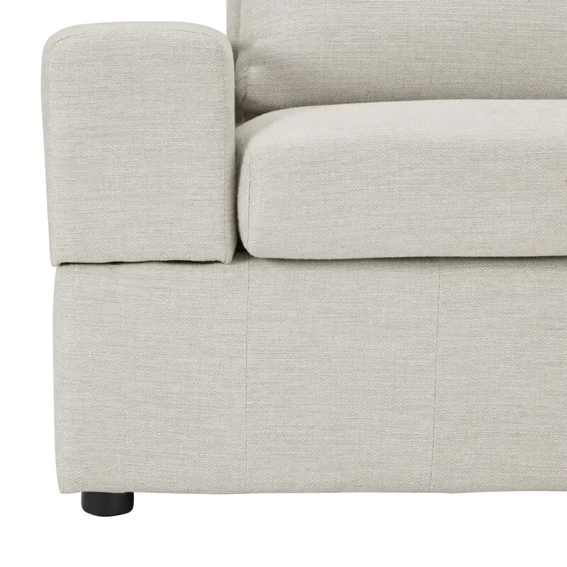 4 Seater Modular Sofa Light Grey Linen with Footstools – Family Couch Set