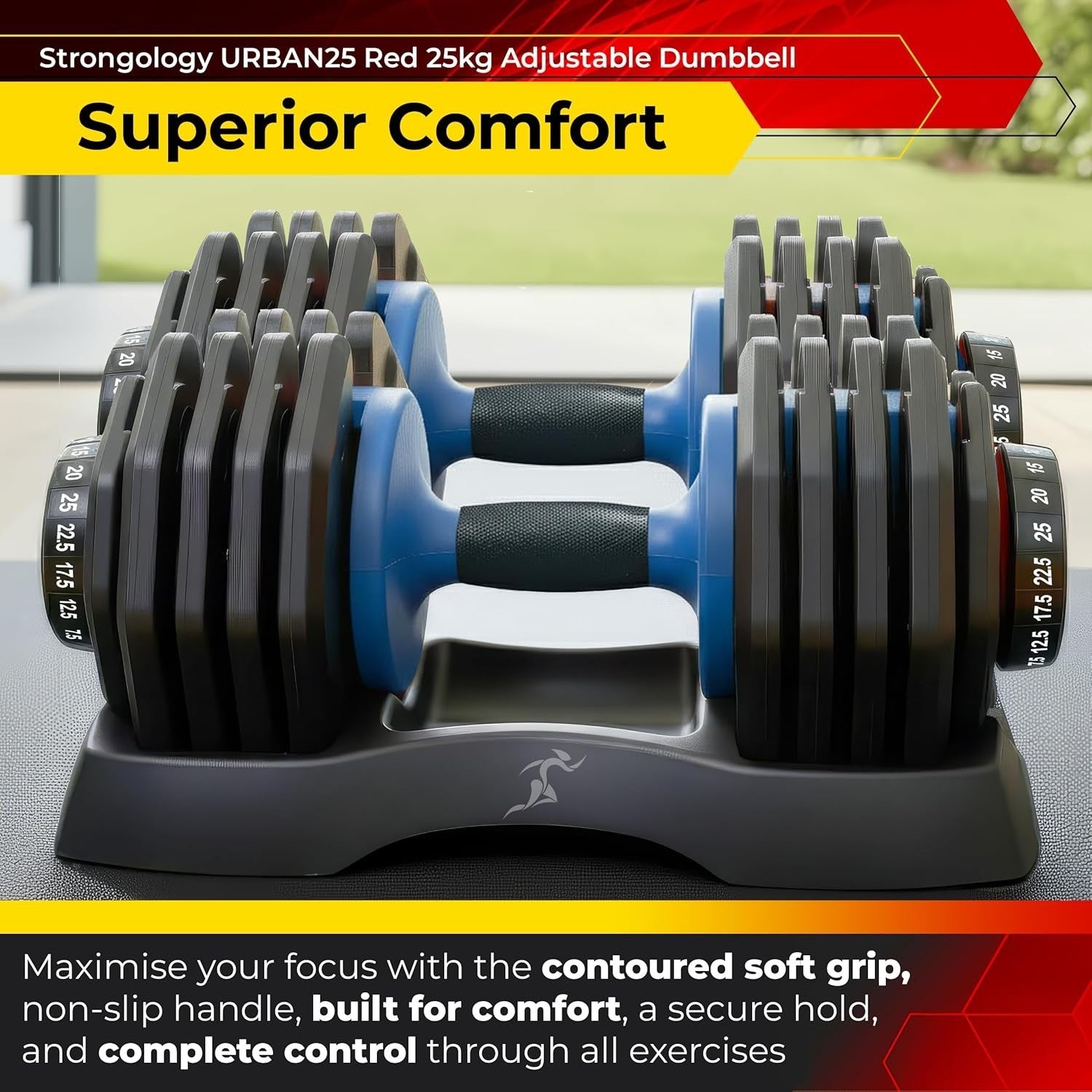 Adjustable Smart Dumbbell 2.5–25kg Quick Dial Compact Home Gym Weight