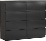 Black 8 Drawer Chest Storage Cabinet Wood Dresser Modern Bedroom Unit
