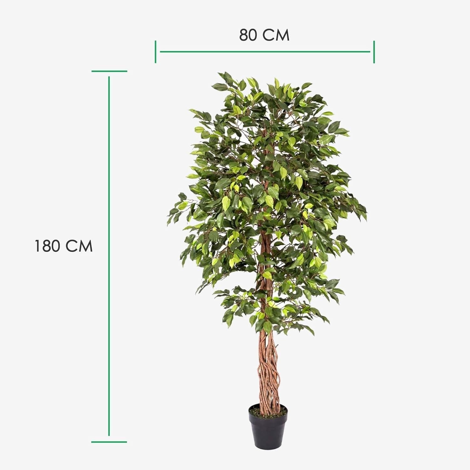 6ft Artificial Ficus Tree Green Real Wood Trunk Indoor Lifelike Decorative Plant