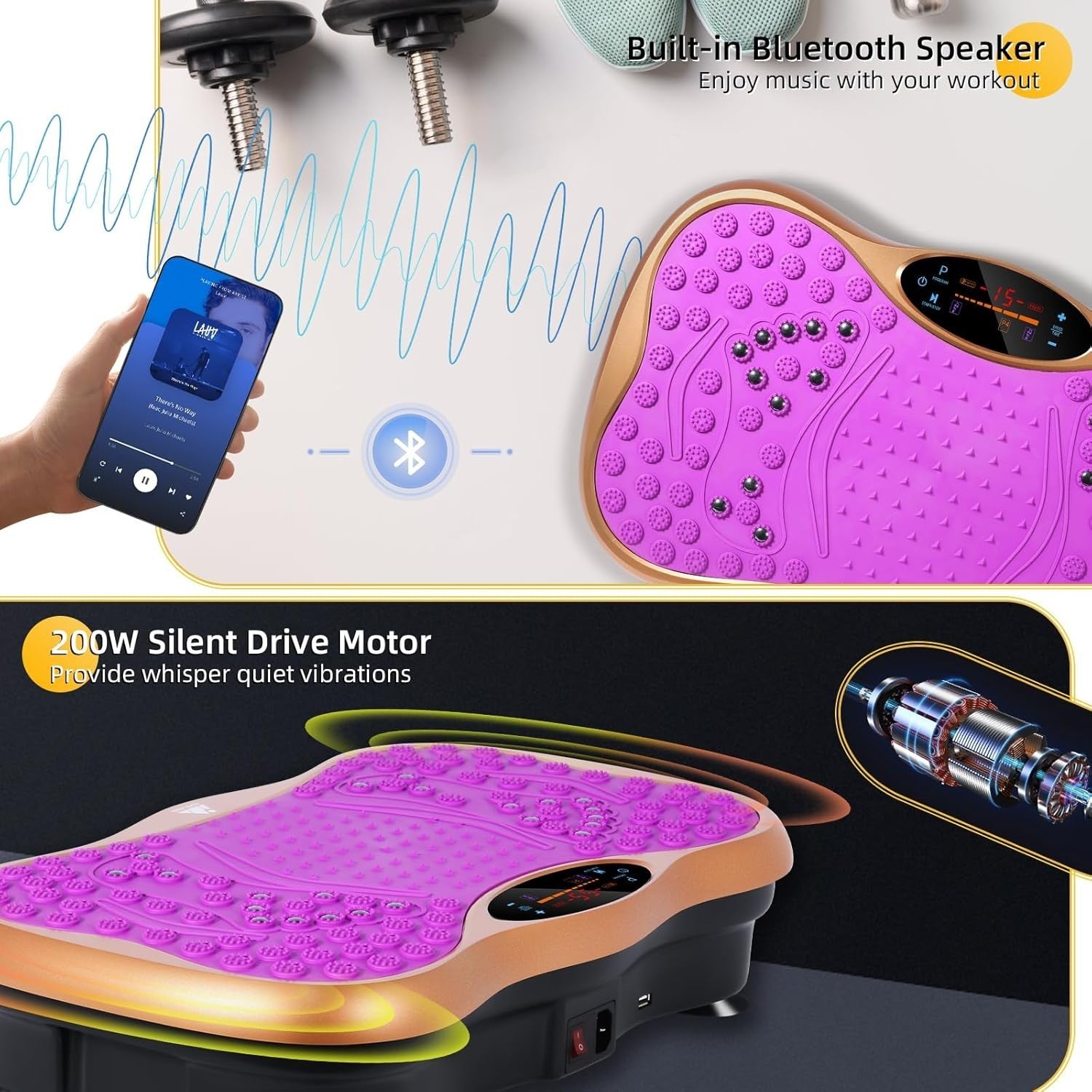 Bluetooth Vibration Plate Fitness Trainer 99 Speeds Home Body Toning
