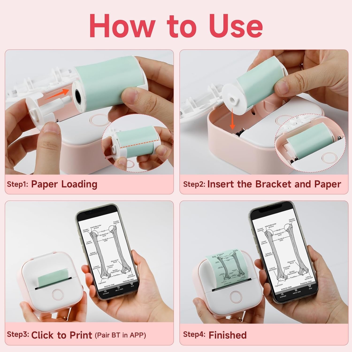 Mini Bluetooth Thermal Sticker Printer Portable Inkless Photo Label