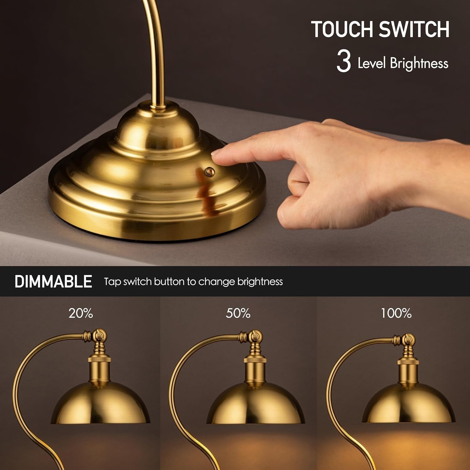 Rechargeable Cordless LED Desk Lamp with USB-C, Dimmable & Swivel Head
