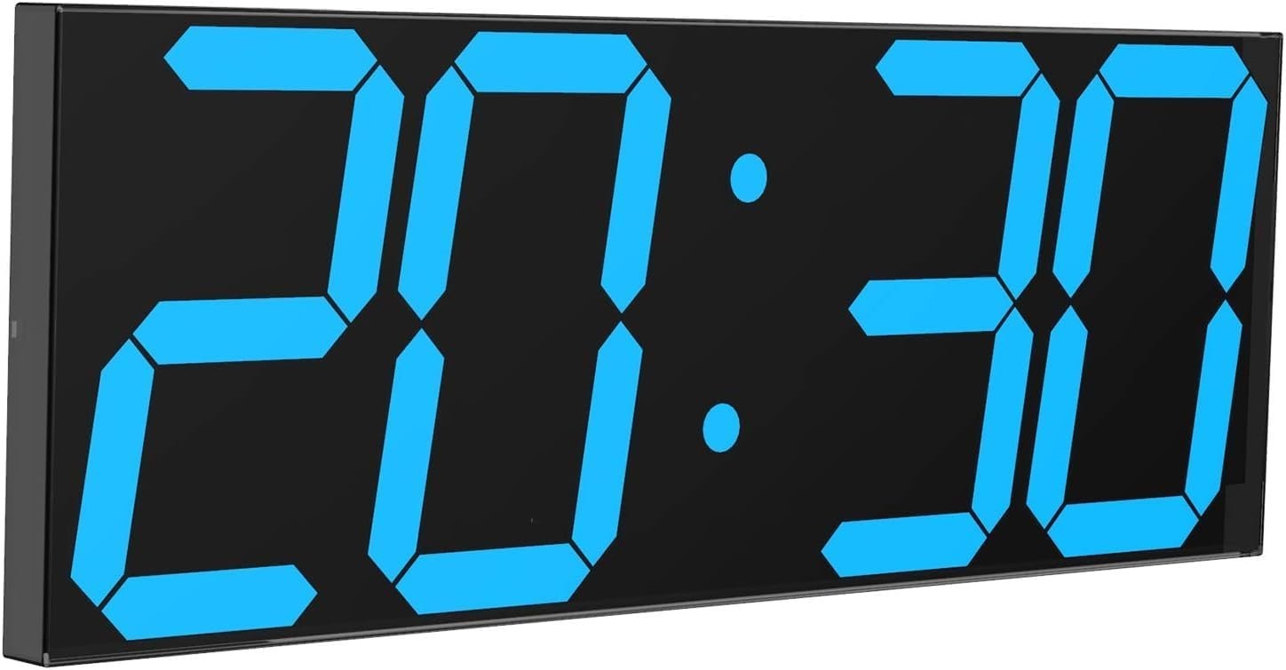 18" LED Wall Clock Blue Display Timer Thermometer Calendar USB Powered