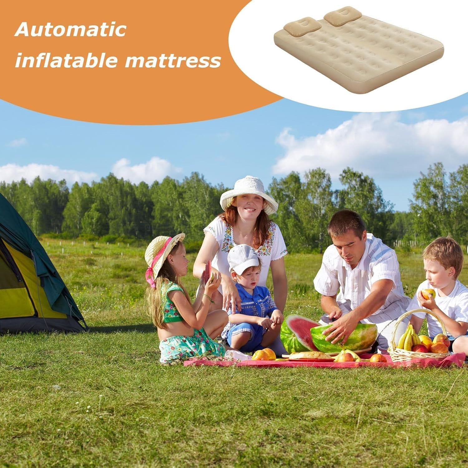 Inflatable Air Bed with Built-in Pump | Foldable Camping & Guest Mattress