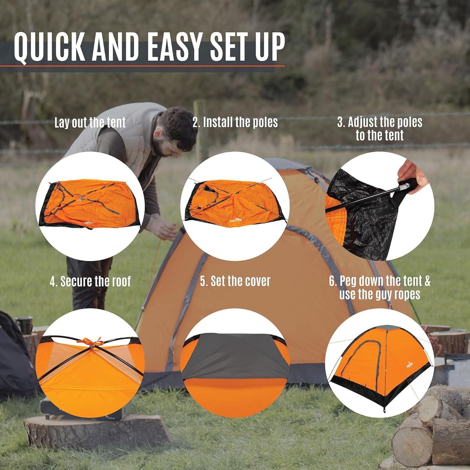 2 Person Camping Tent Waterproof Lightweight Festival Dome