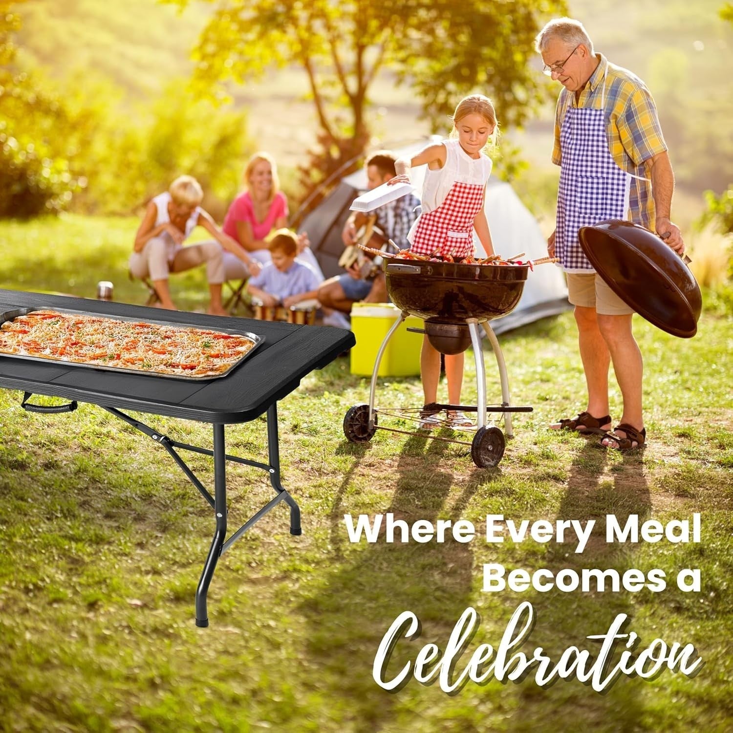 6ft Folding Dining Table Outdoor Indoor Trestle Heavy Duty Picnic BBQ