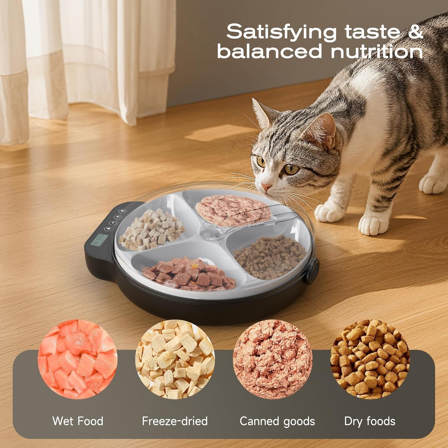 Automatic Wet Food Pet Feeder Timer Ice Pack Cordless 4 Meal Feeder