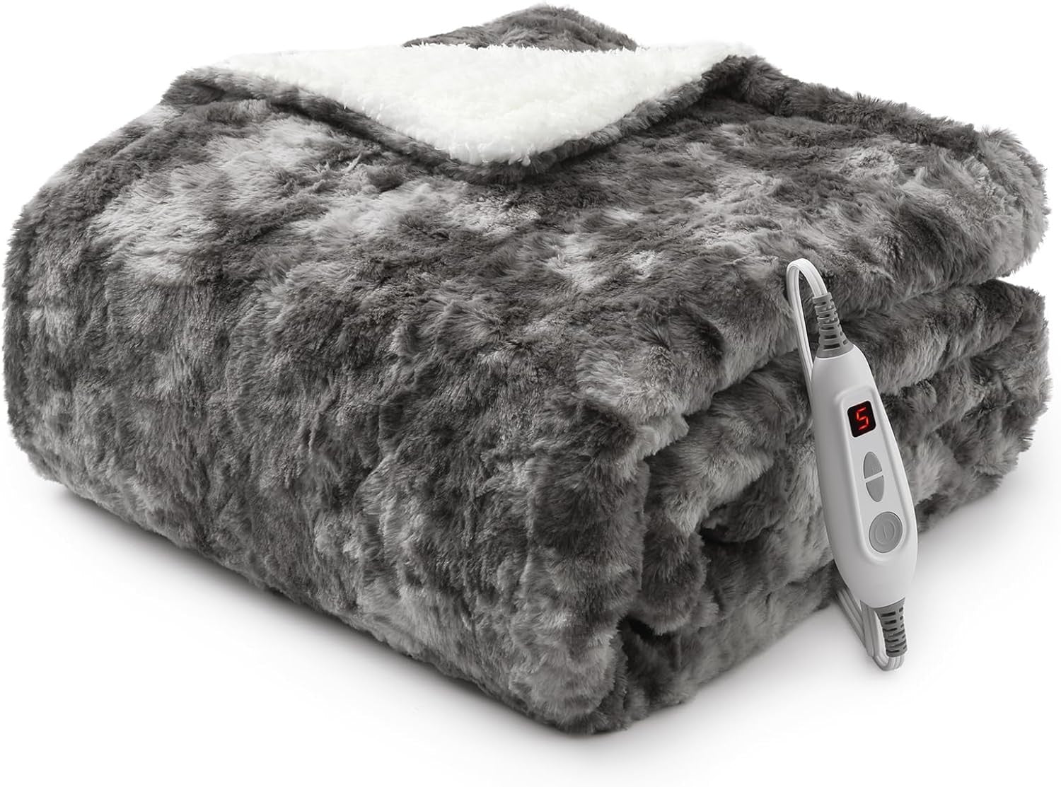 Electric Heated Throw Blanket 6 Heat Settings Auto Off Washable 130x160cm