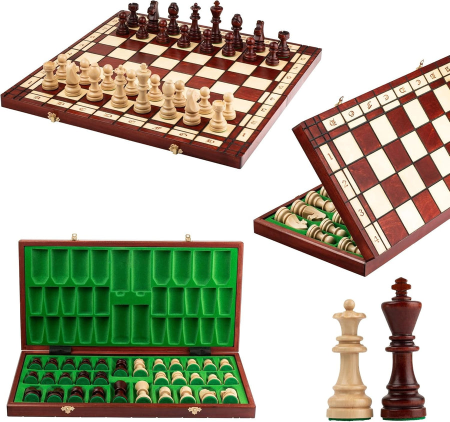 Handmade Tournament Chess Set 42cm Foldable Wooden Board Staunton Pieces