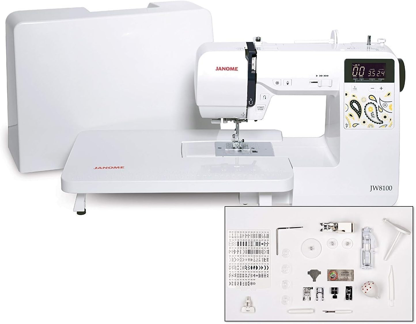 Computerized Sewing Machine 100 Stitches Extension Table Metal Frame
