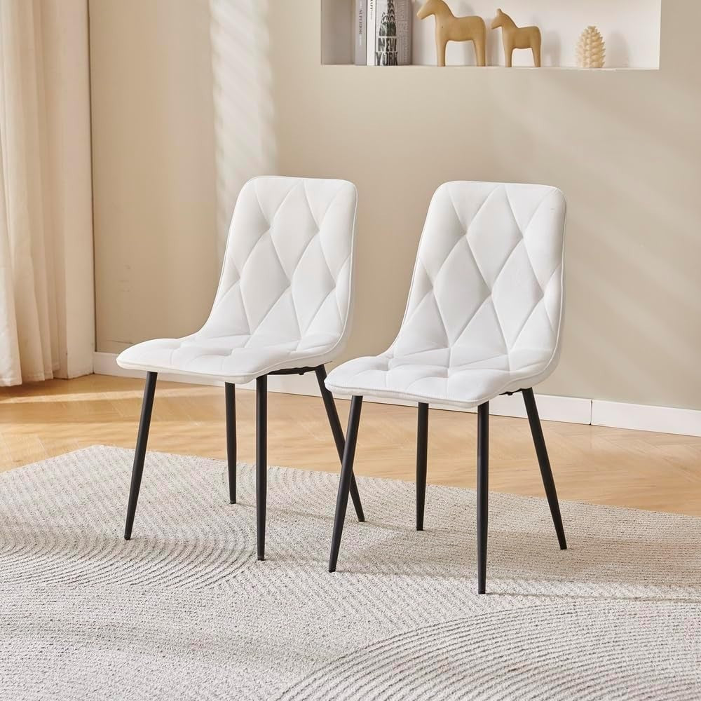 Round Glass Dining Table Set 2 White Velvet Chairs Compact Modern Kitchen