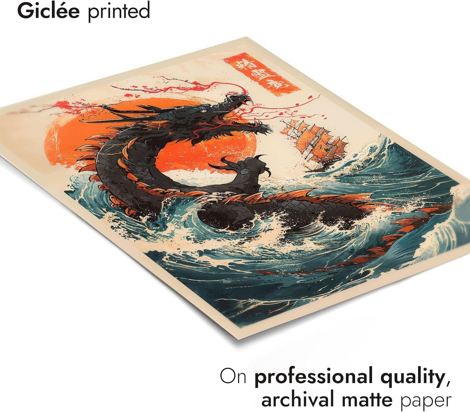 Japanese Sea Dragon Poster A2 Anime Wall Art Print 59x42cm