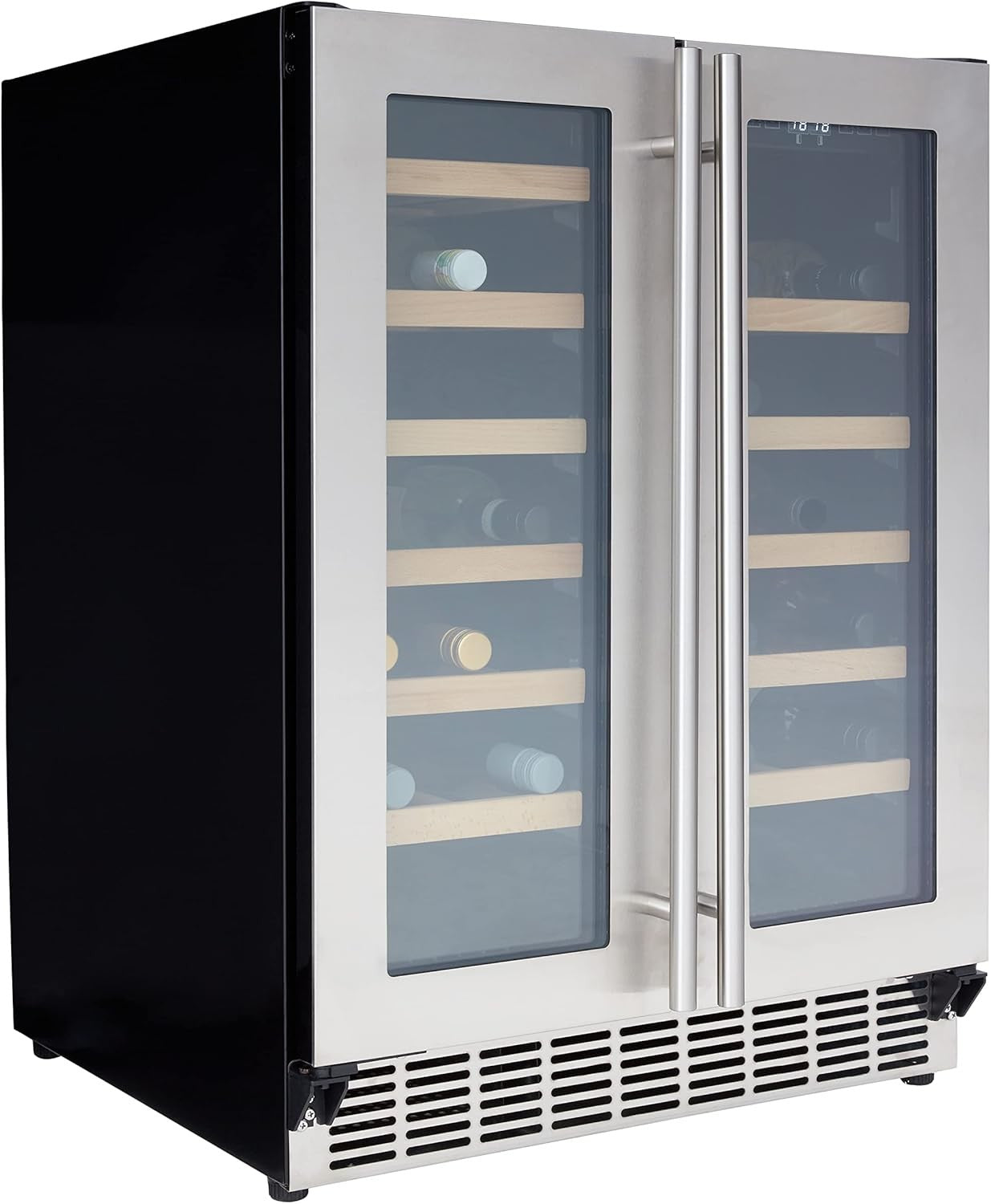 60cm Built In Wine Cooler Dual Zone Under Counter Fridge 40 Bottle UV Glass
