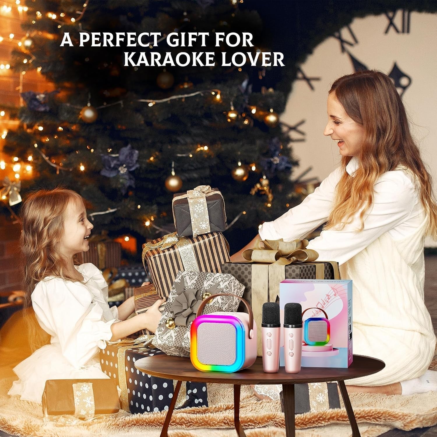 Kids Karaoke Machine with 2 Mics Bluetooth Voice Changer