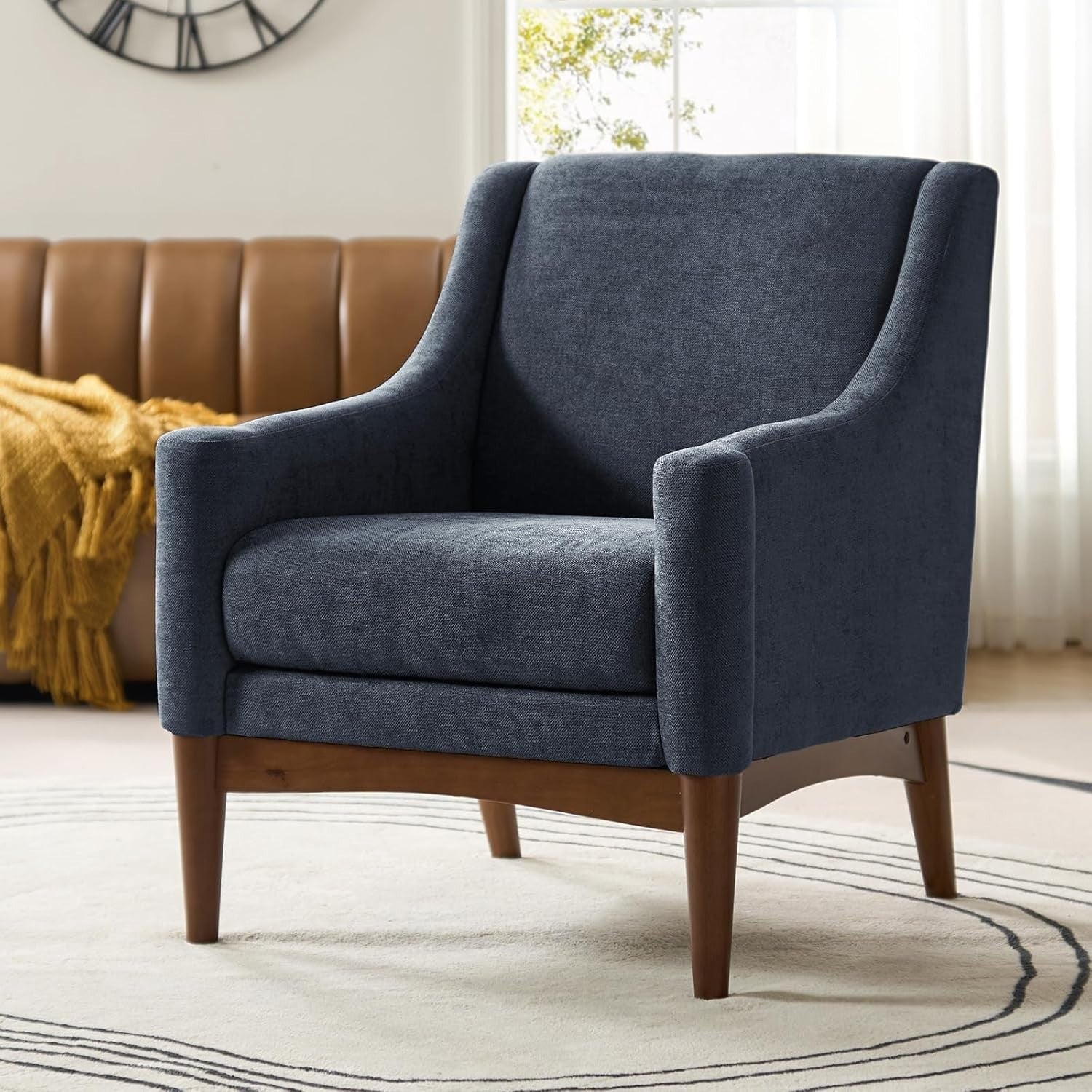 Navy Blue Accent Armchair Modern Lounge Chair for Living Room or Office