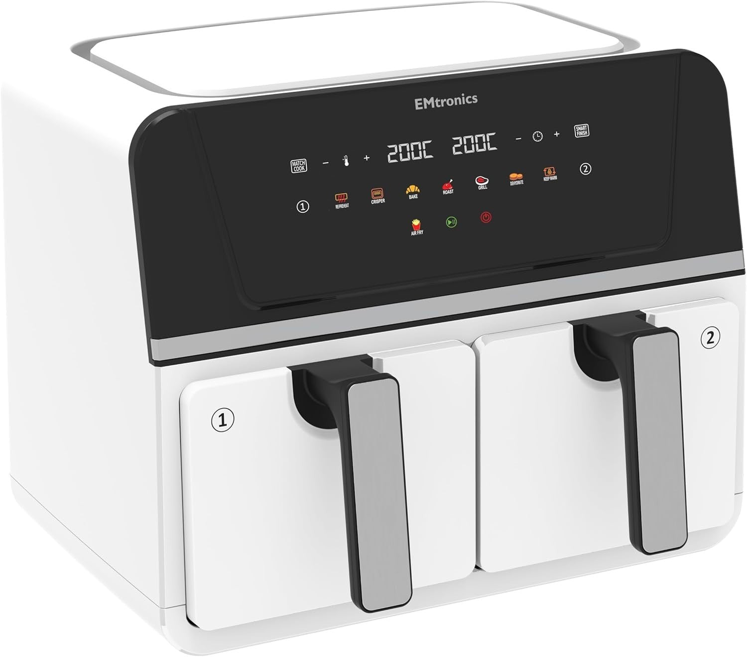Dual Zone 9L Air Fryer 2400W Family Size | Smart Finish | Low-Oil Cooking White