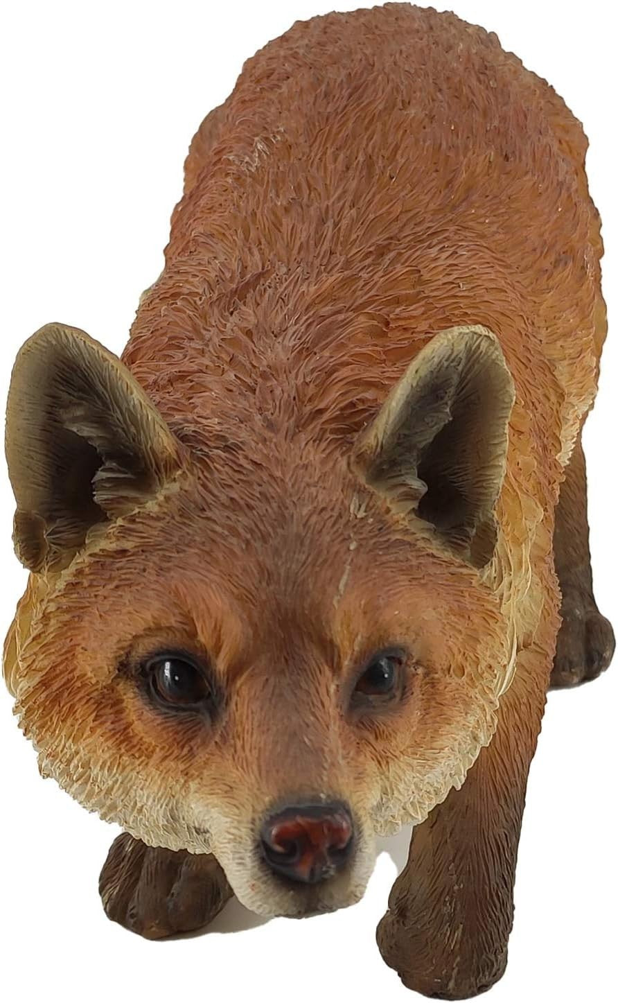 Realistic Fox Garden Ornament Sitting | Weatherproof Resin Woodland Animal Decor