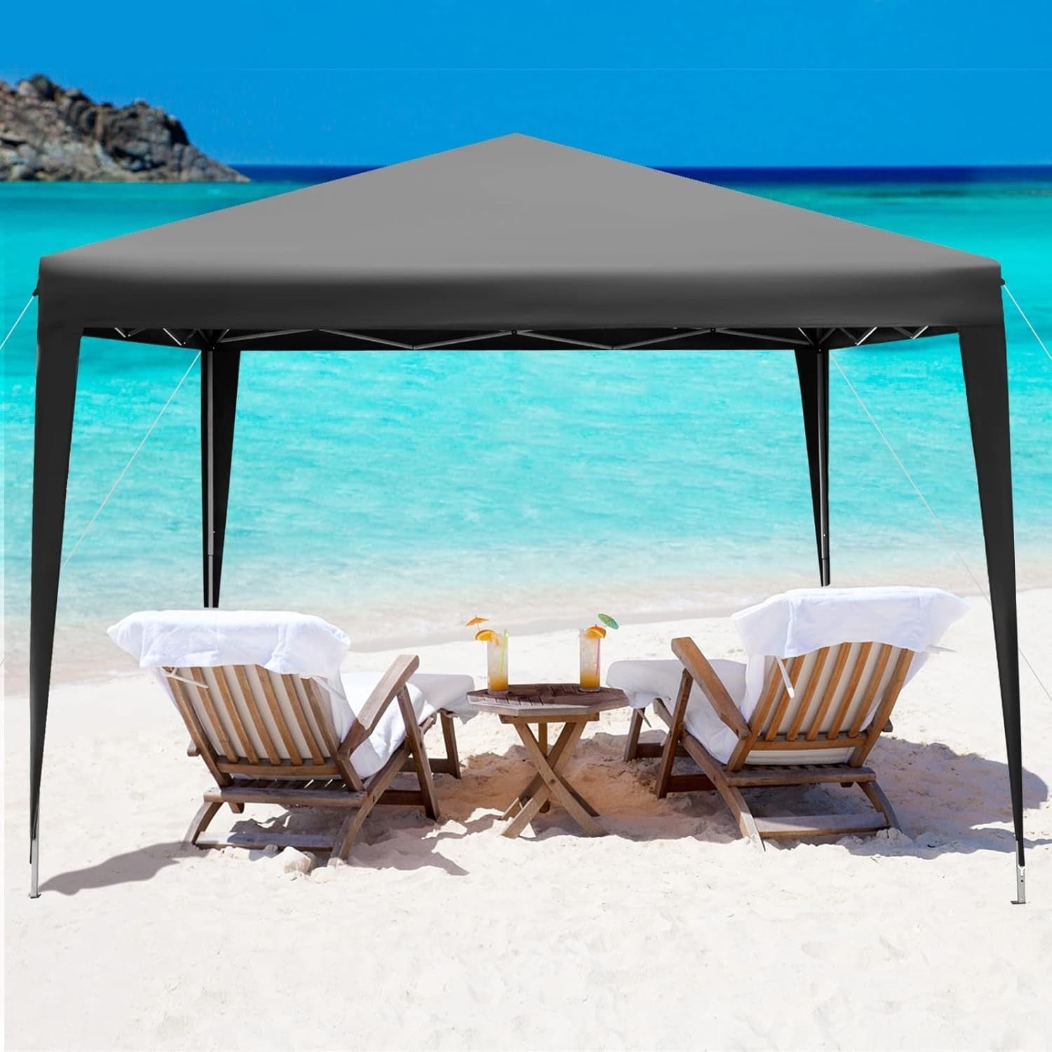 3x3m Pop Up Gazebo Adjustable Waterproof Outdoor Canopy w/ Bag Grey