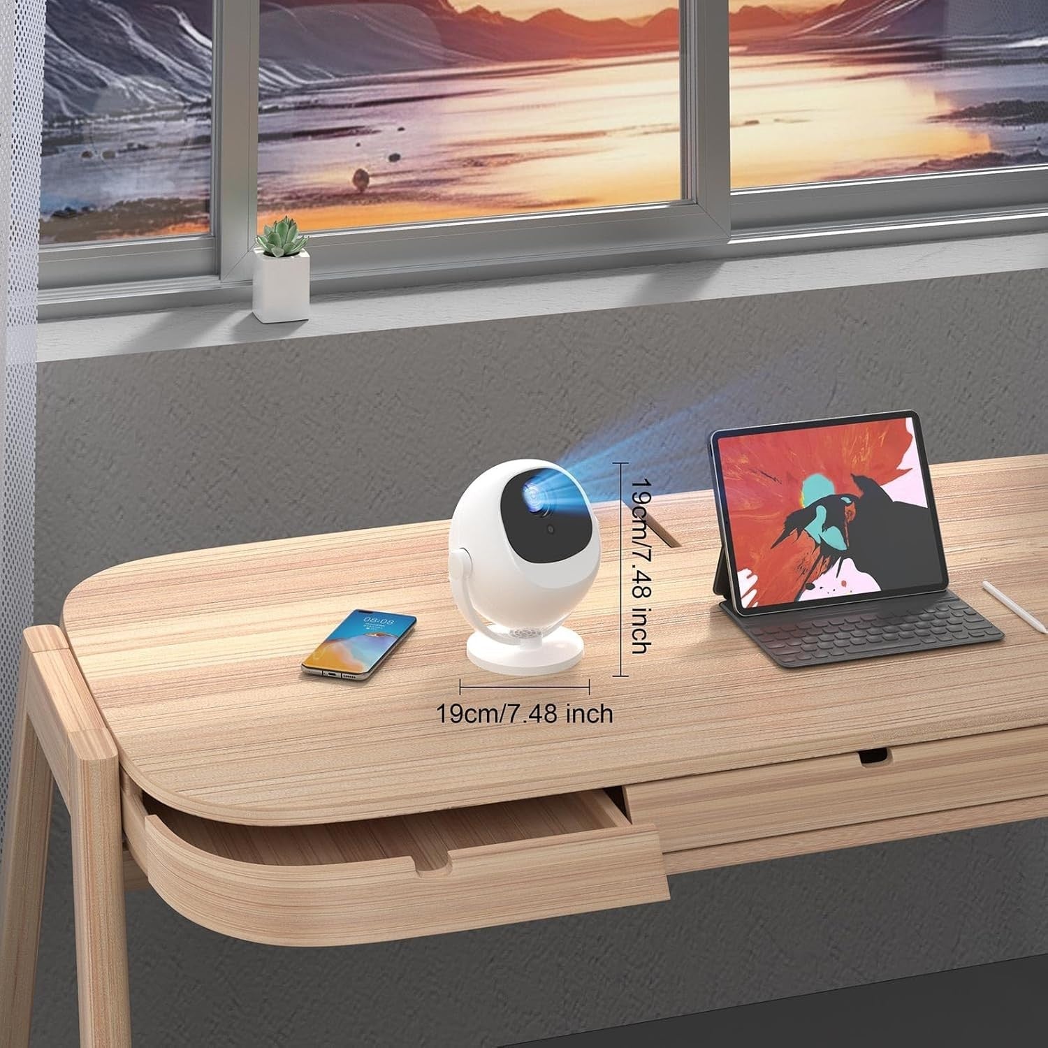4K Mini Projector 1080P WiFi 6 Bluetooth Auto Keystone 360° Portable