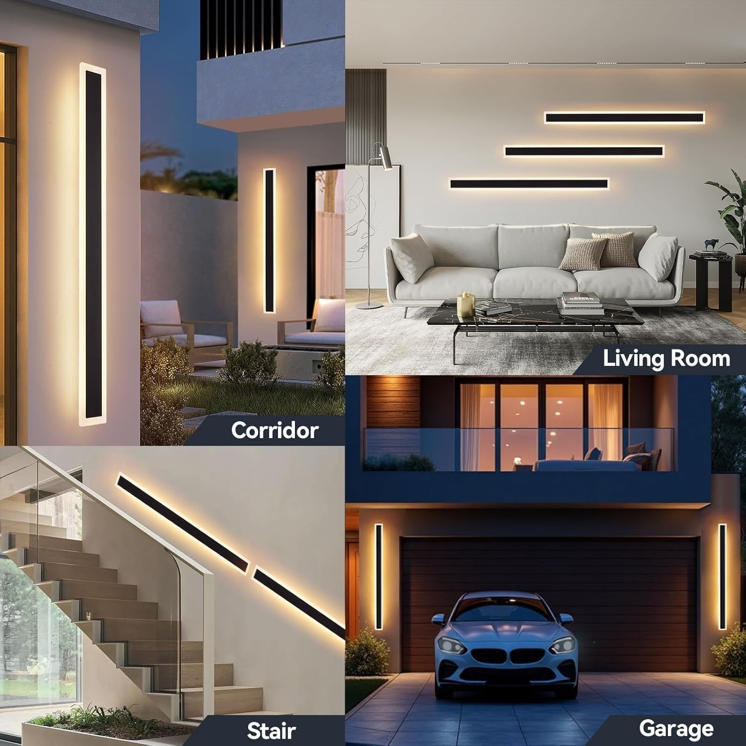 Modern Waterproof LED Wall Light Outdoor Indoor 3000K Warm White 150cm