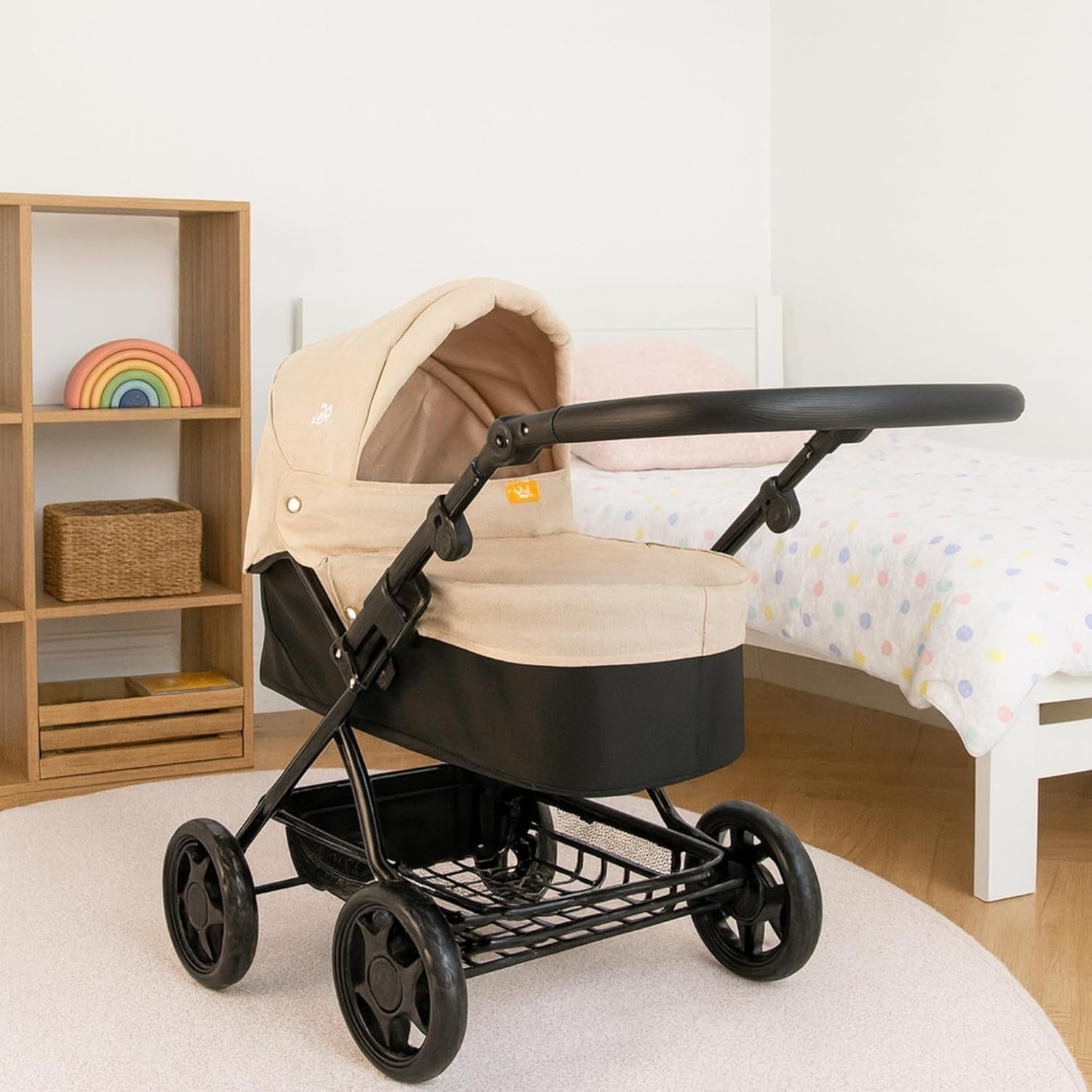 Classic Dolls Pram with Parasol & Bag, Foldable Toy Pushchair, Ages 3+