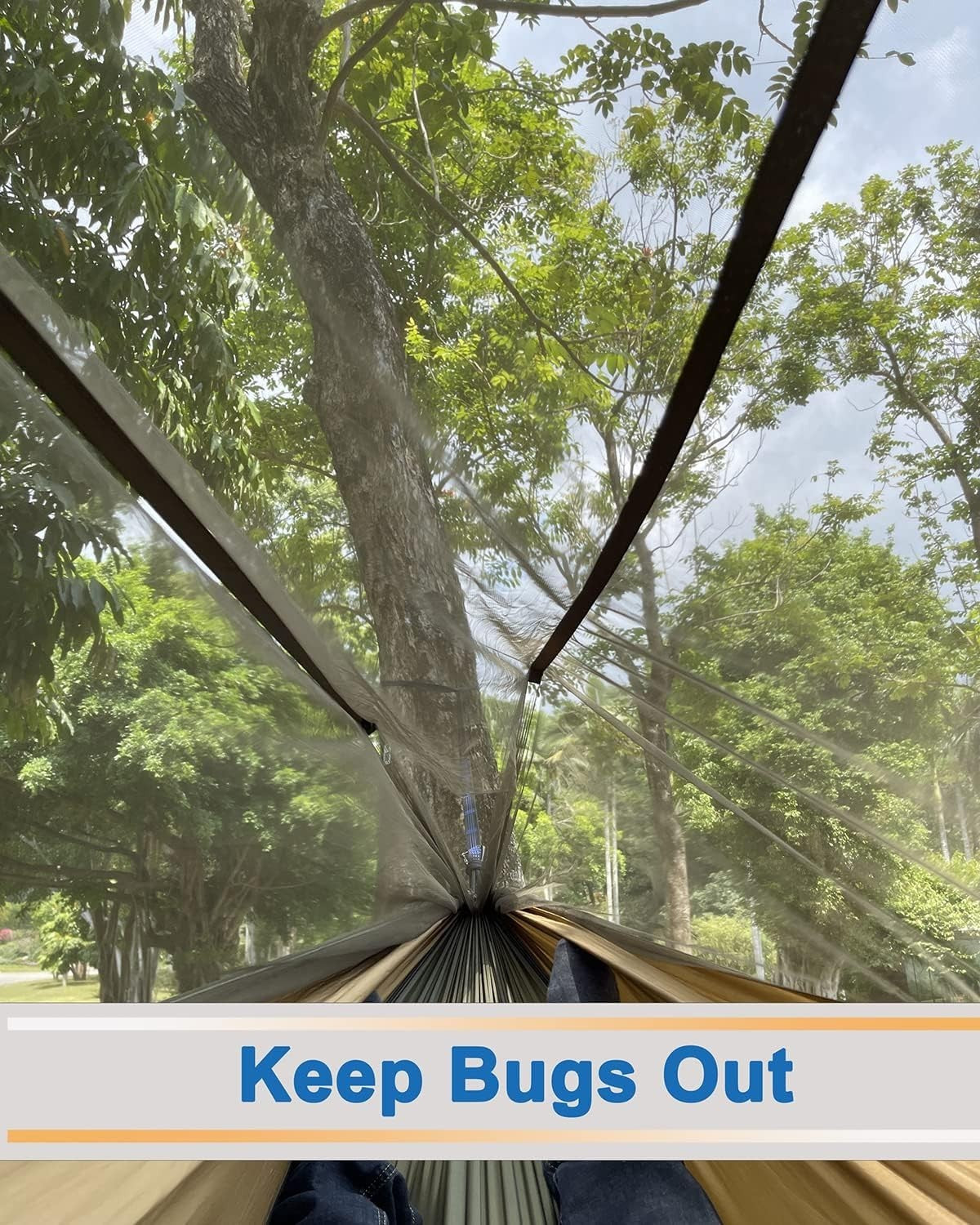 Double Camping Hammock with Rain Fly & Net, 600lb Capacity, All-in-One Shelter
