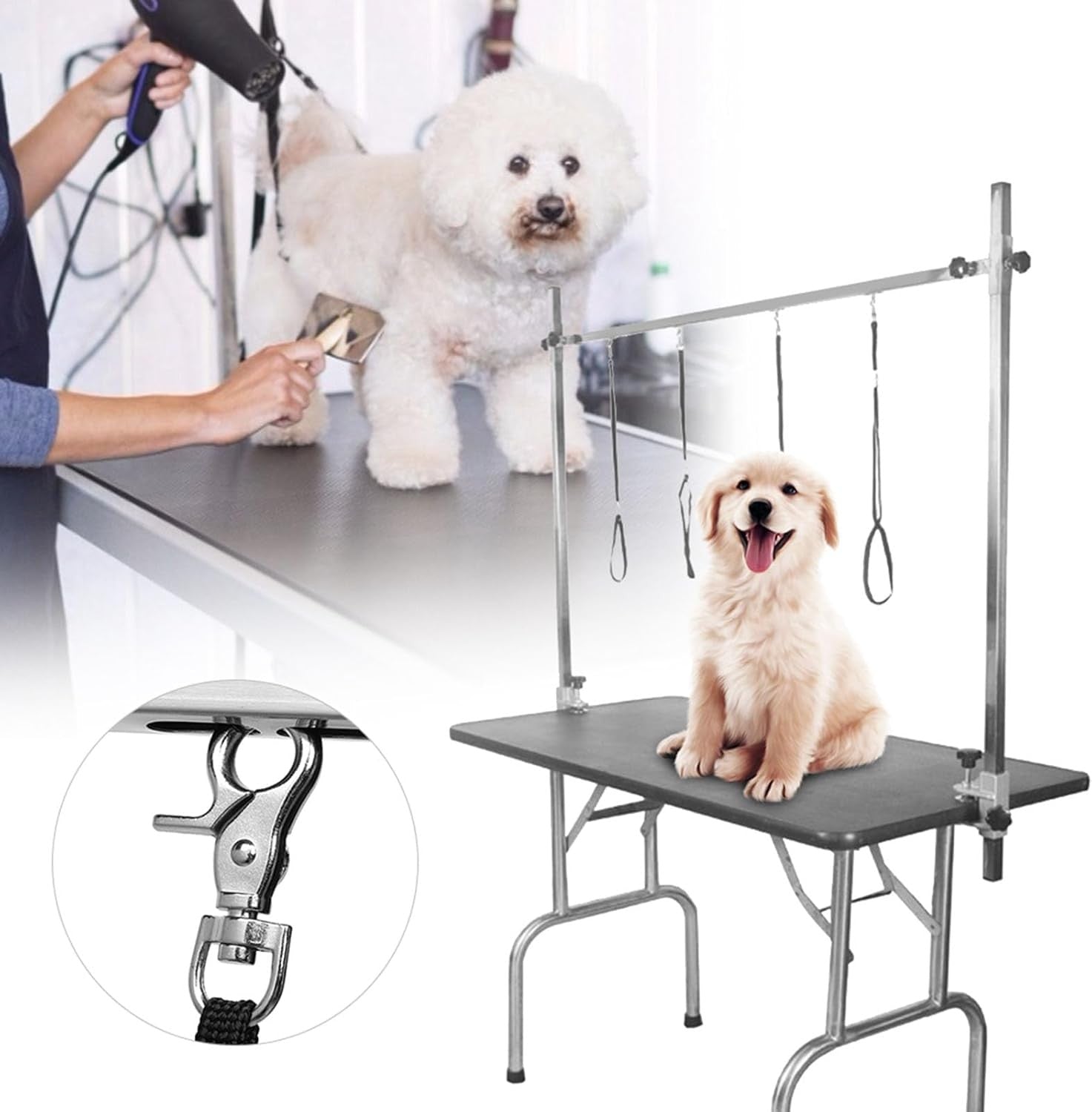 Dog Grooming Hammock Helper Adjustable Table Clamp Stainless Steel Noose