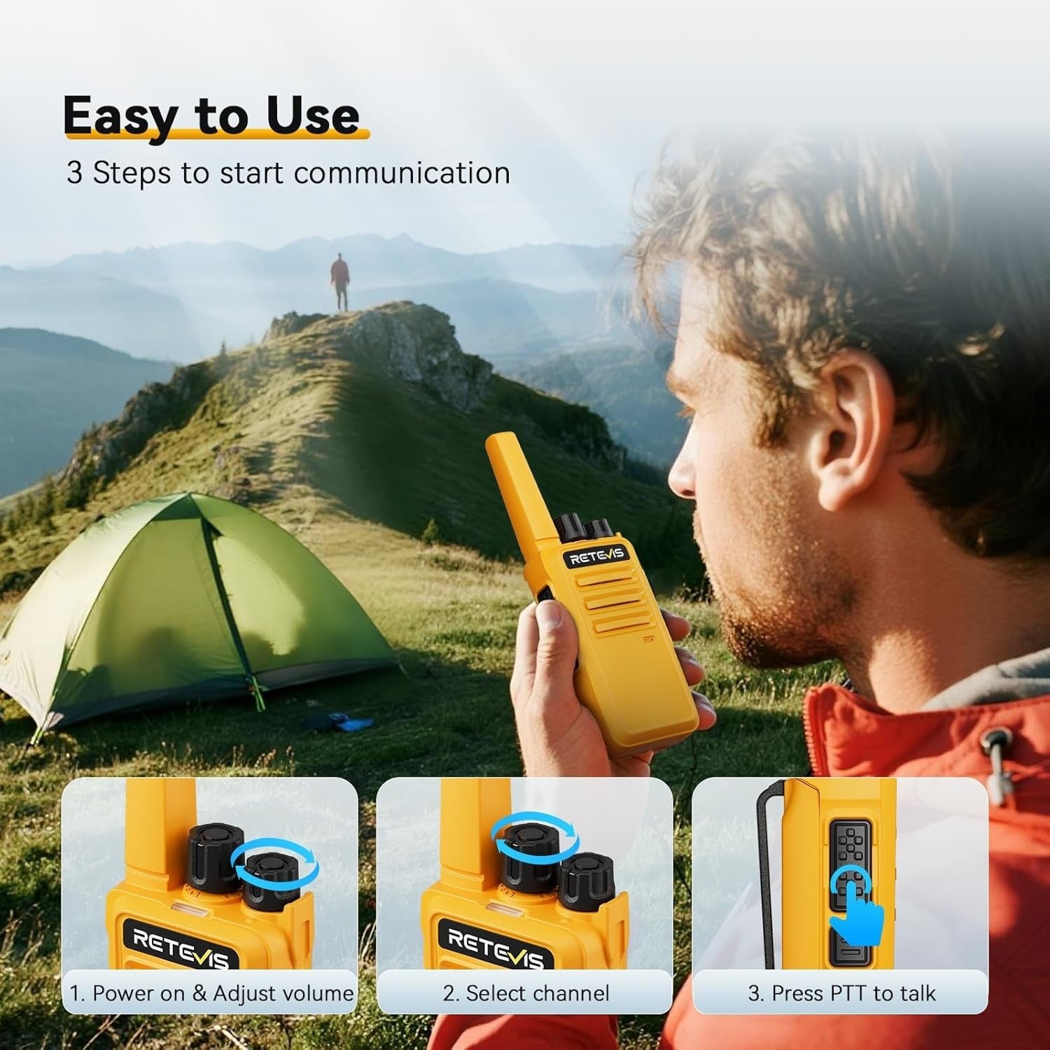 Rechargeable Walkie Talkies PMR446 VOX w Earpieces 2 Way Radio Pair