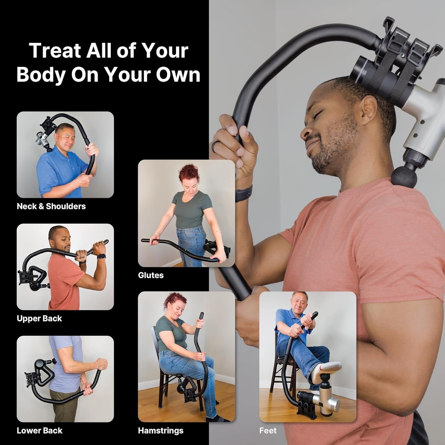 Massage Gun Holder Back Reacher Adjustable Handle Hard To Reach Muscle Relief