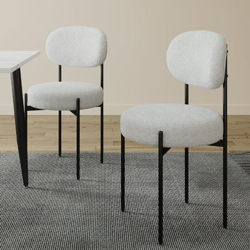 180cm Extending Dining Table Set with 4 Boucle Chairs Modern Wood Look