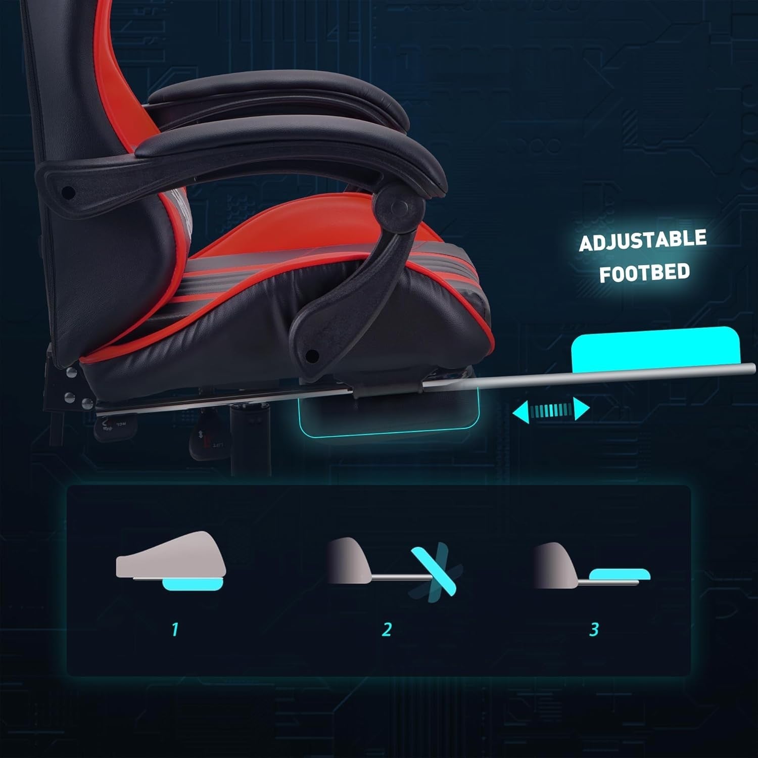 Ergonomic Red Gaming Chair Office Computer Racing Seat Adjustable Foot Rest New