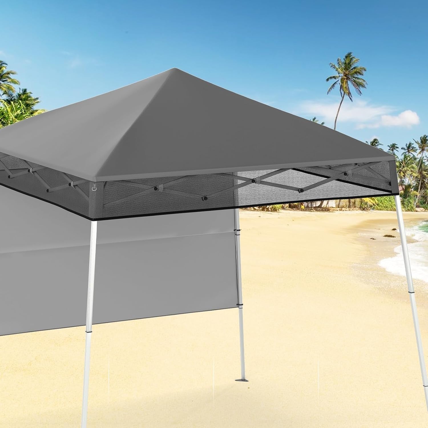 2.1x2.1M Grey Pop-Up Gazebo Canopy Adjustable Height Outdoor Party Tent