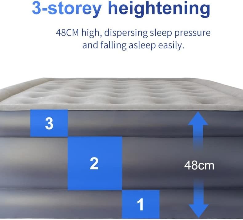 Single Inflatable Air Mattress 192x99x45cm Built-In Pump Soft Top Bed
