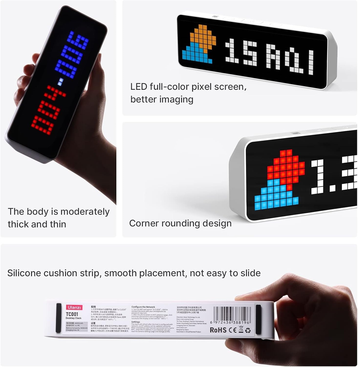 Smart Pixel Alarm Clock Retro LED Display Pomodoro Timer Desk Decor