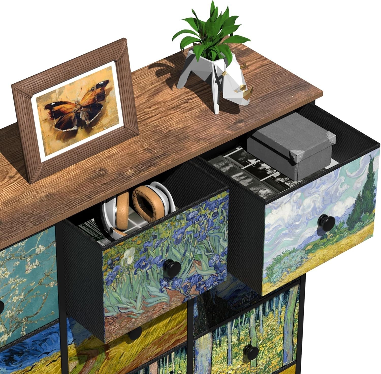 Van Gogh Style 12 Drawer Fabric Chest Storage Dresser Cabinet Tall Unit