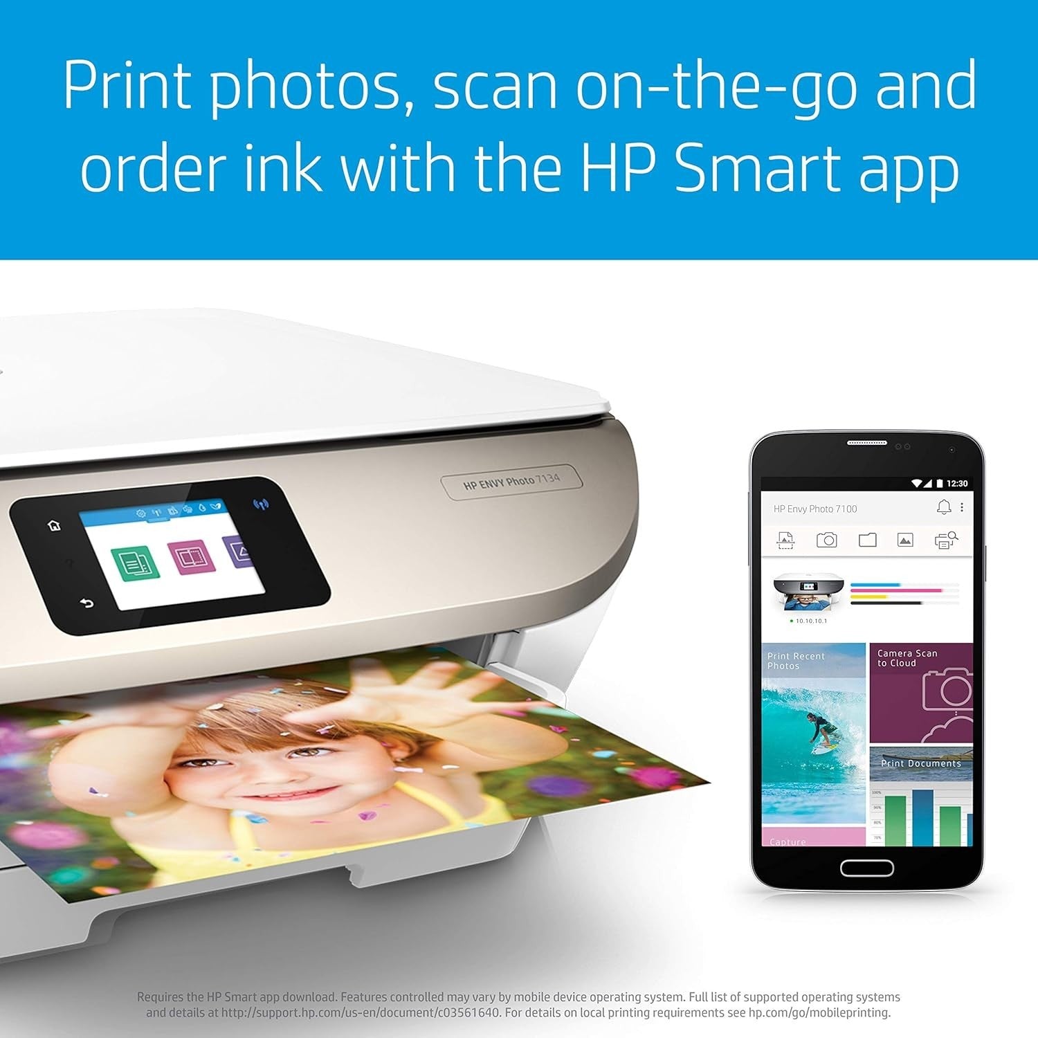 Envy Photo 7134 White All-in-One Wi-Fi Photo Printer Duplex Touchscreen