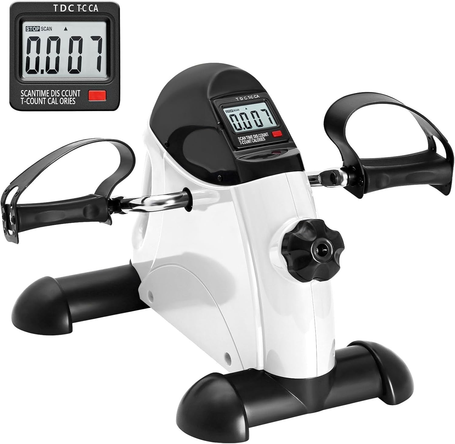 Compact Under Desk Pedal Exerciser LCD Adjustable Resistance Arm Leg