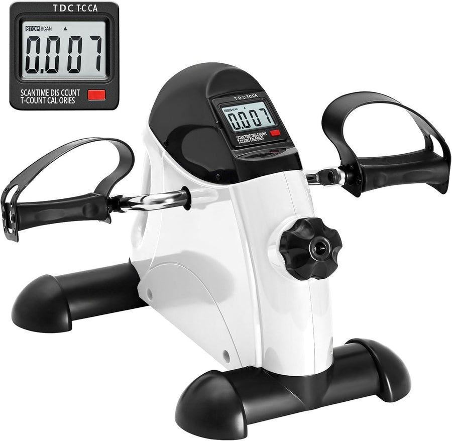 Compact Under Desk Pedal Exerciser LCD Adjustable Resistance Arm Leg